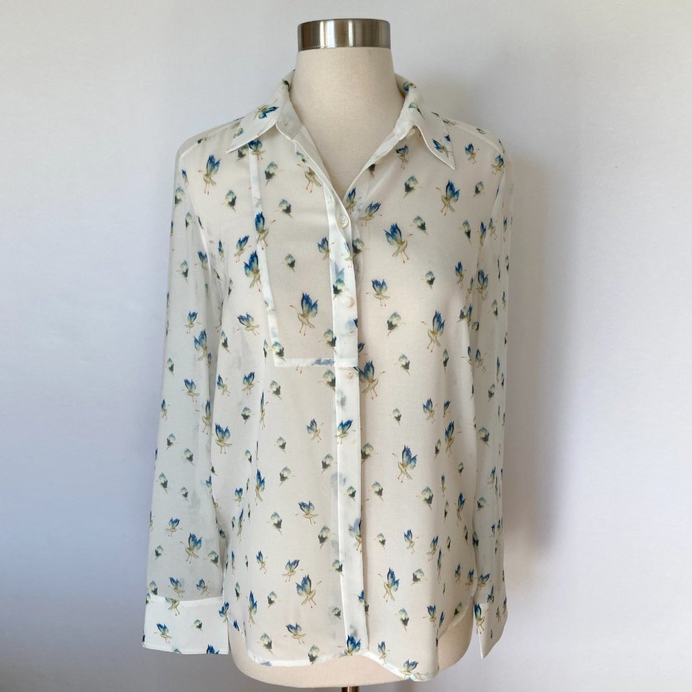 Jason Wu Grey Crane-Print Button-Front Blouse, Wh… - image 3